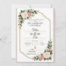 Faire-part de mariage personnalisé Rose Gold et ro