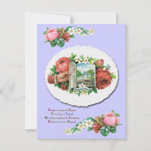 Faire-part de mariage personnalisé Rose victorien (Devant)