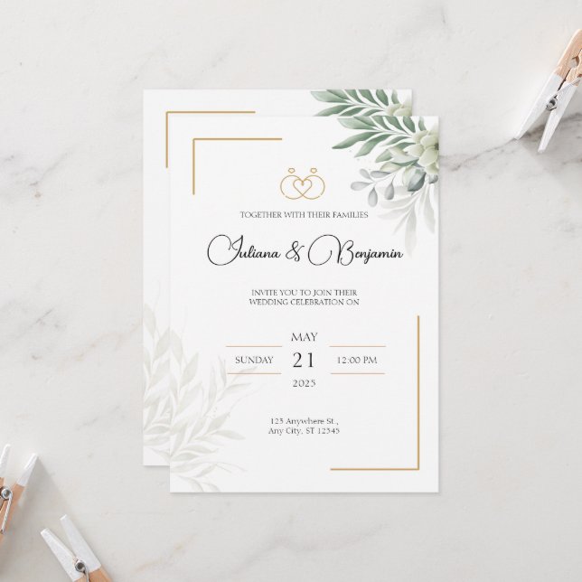 Faire-part de mariage personnalisé Texte et photo  (Devant/Arrière en situation)