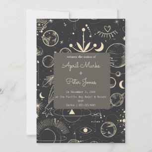 Faire-part de mariage Phases lunaires célestes noi