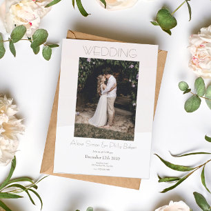 Faire-part de mariage photo à la crème minimaliste