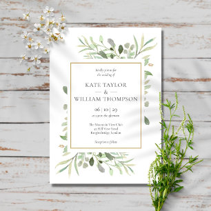 Faire-Part de Mariage Photo avec Feuilles de Verdu