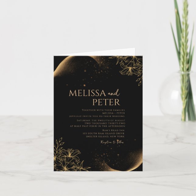 Faire-part de mariage photo Black Gold Alcok Enk (Devant)