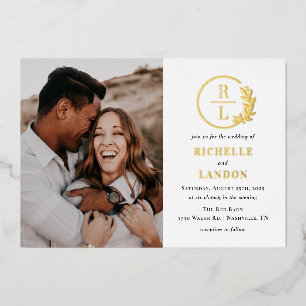 Faire-part de mariage photo branché Wreath FOIL