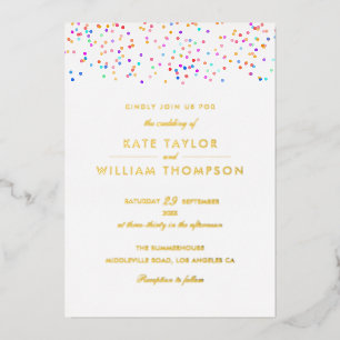 Faire-part de mariage photo confetti arc-en-ciel m