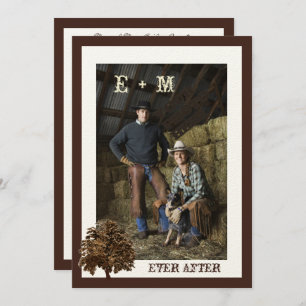 Faire-part de mariage photo Dark Brown Oak Tree