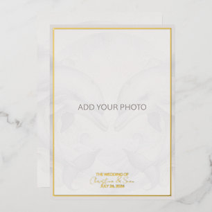 Faire-part de mariage photo dauphin feuille d'or v