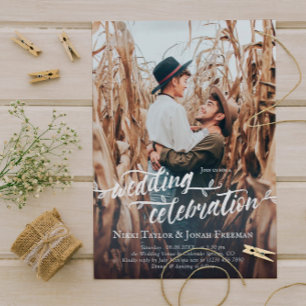 Faire-part de mariage photo de script de brosse de