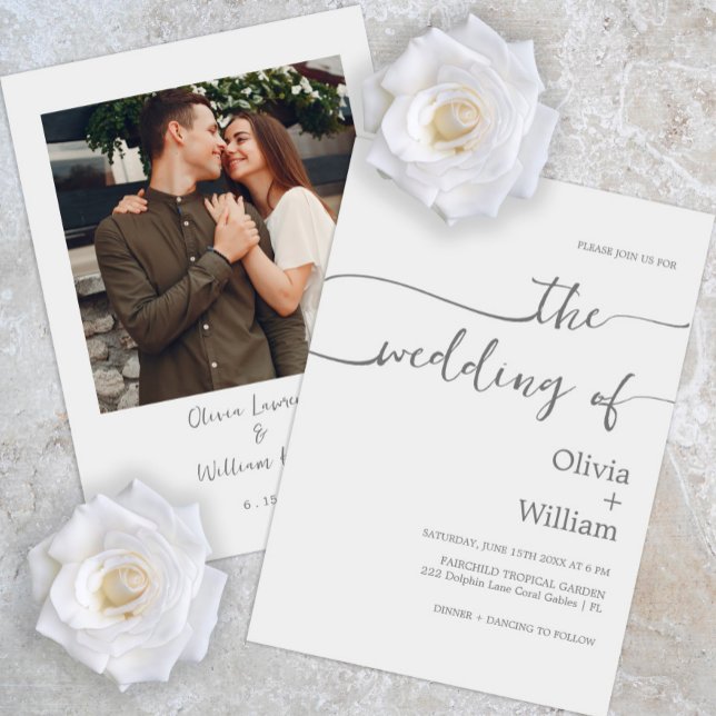Faire-part de mariage photo de script simple (Créateur téléchargé)