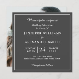 Faire-part de mariage photo élégant en gris foncé