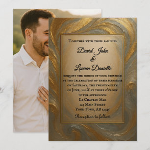 Faire-part de mariage photo en alliage de velours