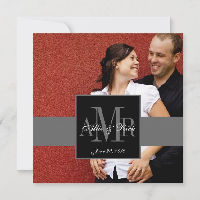 Faire-part de mariage photo en couple de trois mon (Devant)