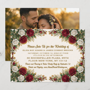 Faire-part de mariage photo floral Rose de New Yor