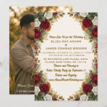Faire-part de mariage photo floral rose doré de Ne