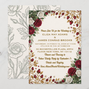 Faire-part de mariage photo floral rose doré de Ne