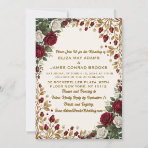 Faire-part de mariage photo floral rose or de New