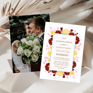 faire-part de mariage photo floral unique coloré