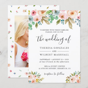 Faire-part de mariage photo florale Chic Watercolo