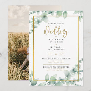 Faire-part de mariage PHOTO Greenery Gold