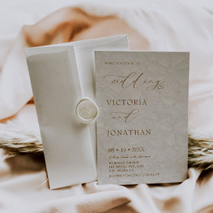 Faire-part de mariage photo Marron Beige Rustique