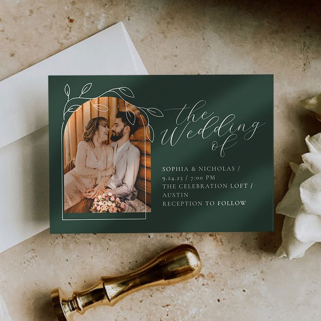 Faire-part de mariage photo minimale botanique (Créateur téléchargé)
