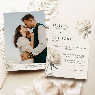 Faire-part de mariage photo minimaliste Gold Peony