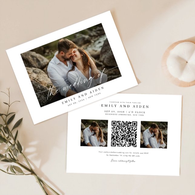 Faire-part de mariage Photo Moderne Avec Code Qr (Créateur téléchargé)