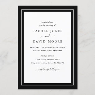 Faire-part de mariage photo moderne en noir et bla