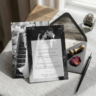 Faire-part de mariage photo moderne noir et blanc