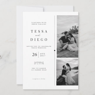 Faire-part de mariage photo noir et blanc minimali