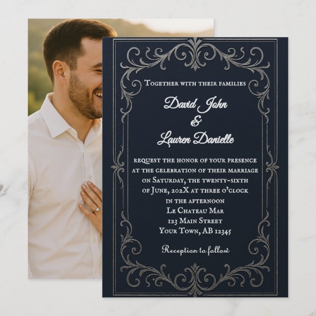 Faire-part de mariage photo Nuptial de la Marine (Devant / Derrière)