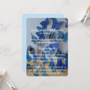 Faire-part de mariage photo papillons bleu