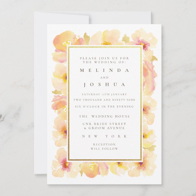 Faire-part de mariage photo Peaches Cream Gold Fra (Devant)
