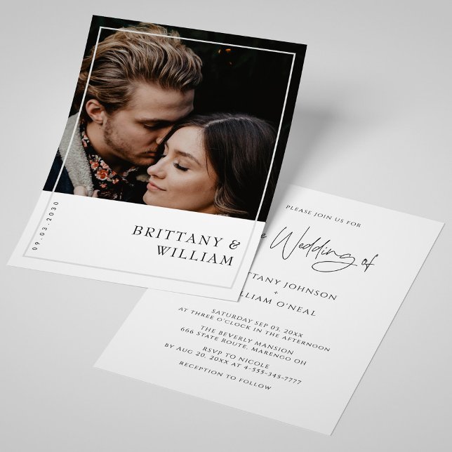 Faire-part de mariage photo personnalisée minimali (Minimalist Photo Wedding Invite - Modern & Chic)