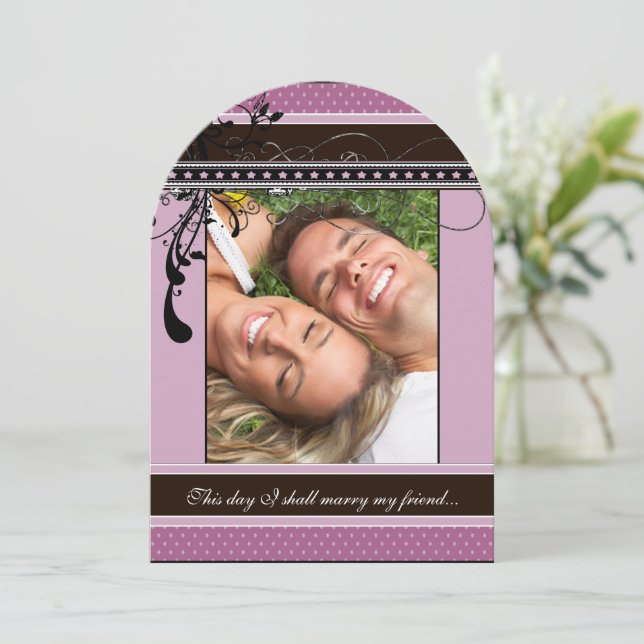 Faire-part de mariage photo Purple Lavender (Debout devant)