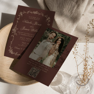 Faire-part de mariage photo QR Code Floral Espress