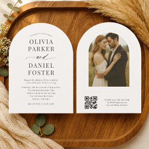 Faire-part de mariage photo QR Code minimaliste ro