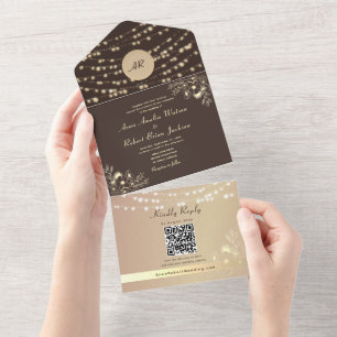 Faire-Part de Mariage Photo QR Lumières Guirlandes