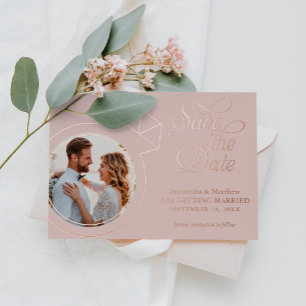 Faire-part de mariage photo rose blush