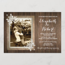 Faire-part de mariage photo Russe Wood Burlap
