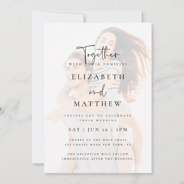 Faire-part de mariage photo simple et moderne (Devant)