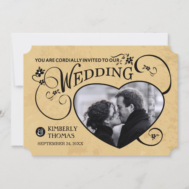 Faire-part de mariage photo sur mesure Tan & Black (Devant)