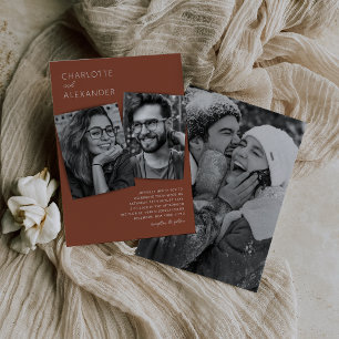 Faire-Part de Mariage Photo Terracotta Bohème Mode