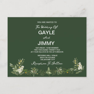 Faire-part de mariage photo vert d'olive moderne