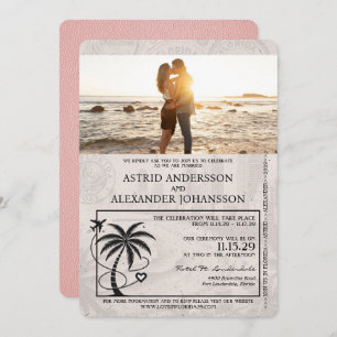 Faire-part de mariage Pink Florida Passport