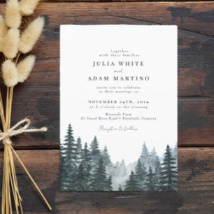 Faire-Part de Mariage Pins Forêt d'Hiver