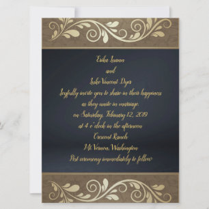 Faire-part de mariage plat Classy Gold Swirl