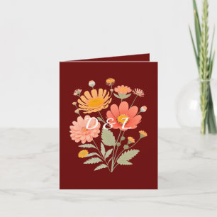 Faire-part de mariage plié à fleurs rétro