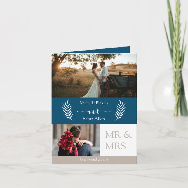 Faire-part de mariage plié Multi Photo Campagne (Devant)