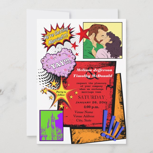 Faire-part de mariage Pop Art (Devant)